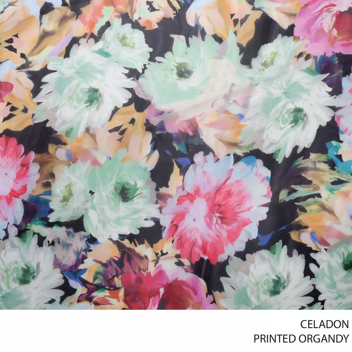 ORGANDY PRINTED FABRIC 150CM CELADON