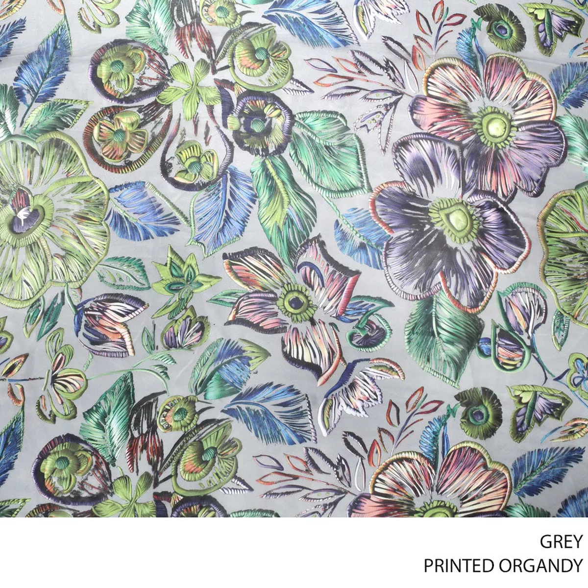ORGANDY PRINTED FABRIC 150CM GREY