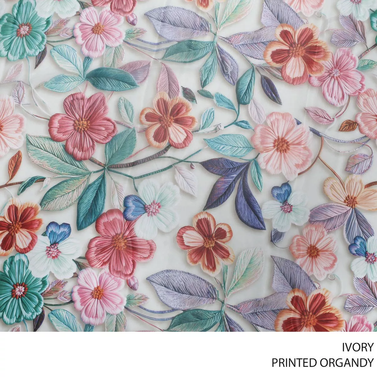 ORGANDY PRINTED FABRIC 150CM IVORY