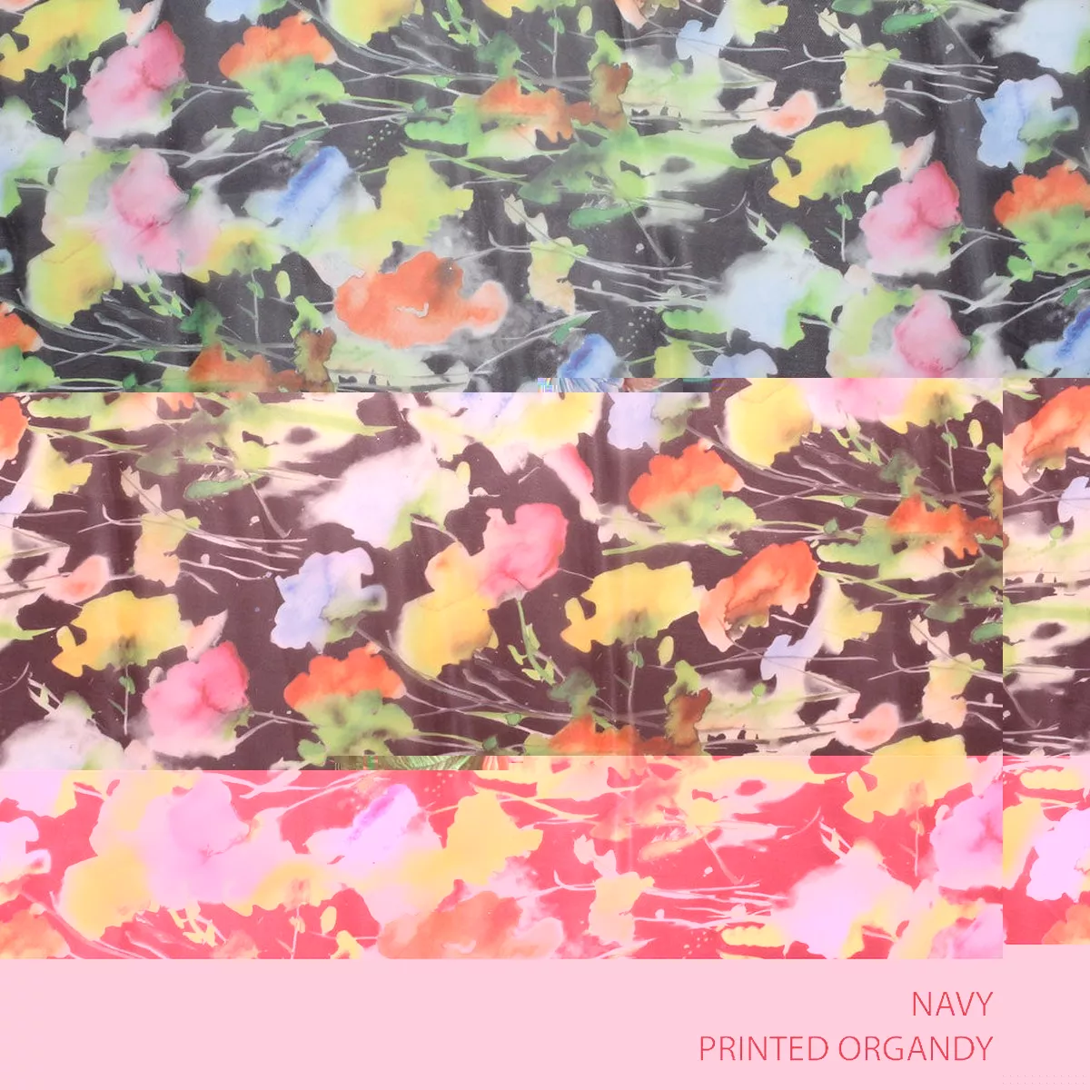 ORGANDY PRINTED FABRIC 150CM NAVY