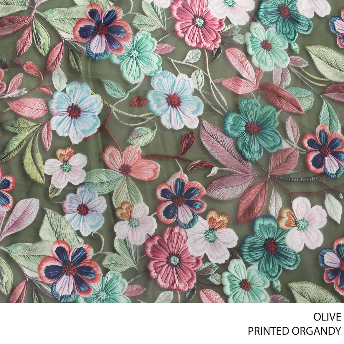 ORGANDY PRINTED FABRIC 150CM OLIVE