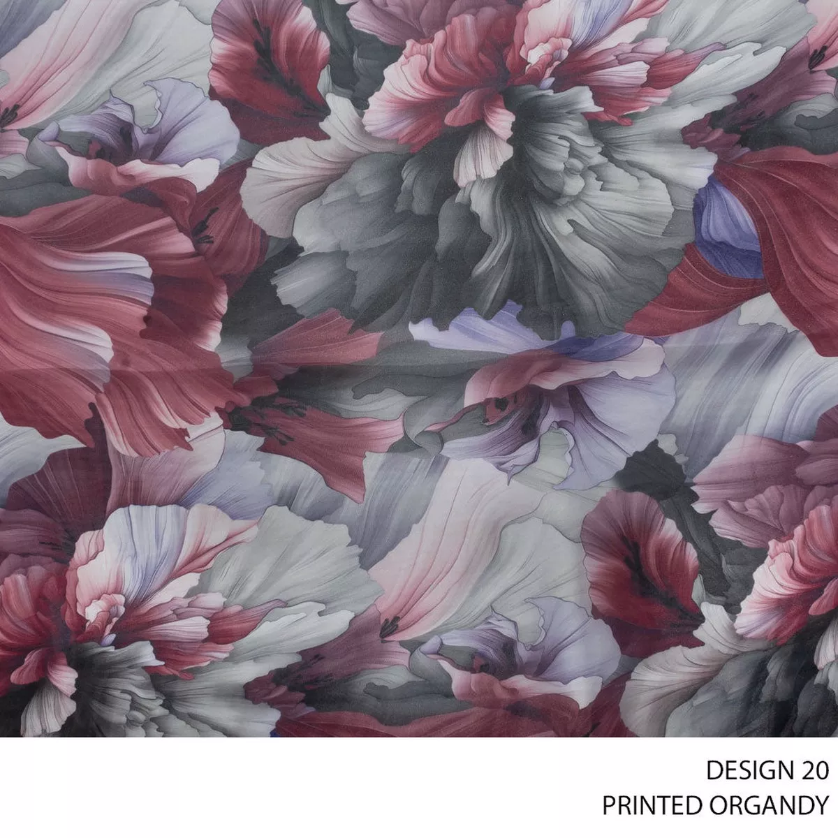 ORGANDY PRINTED FABRIC SILVER ROLL ROLL 002