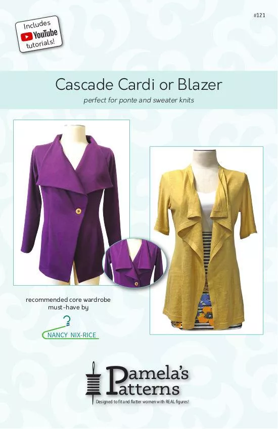 Pamela’s Patterns – Cascade Cardi or Blazer Sewing Pattern
