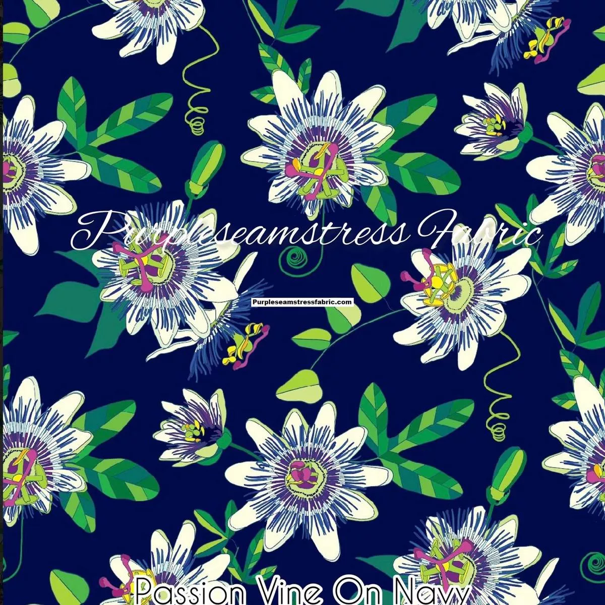 Passion Vine On NavyFabric