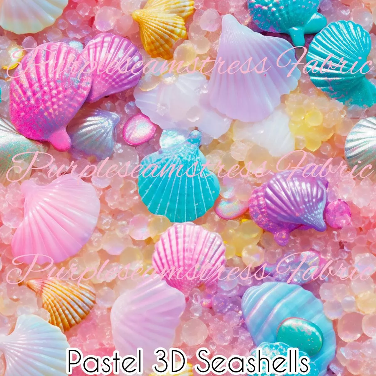Pastel 3D SeashellsFabric