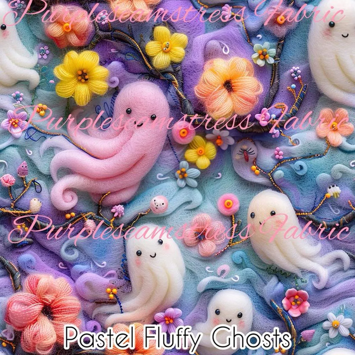 Pastel Fluffy GhostsFabric