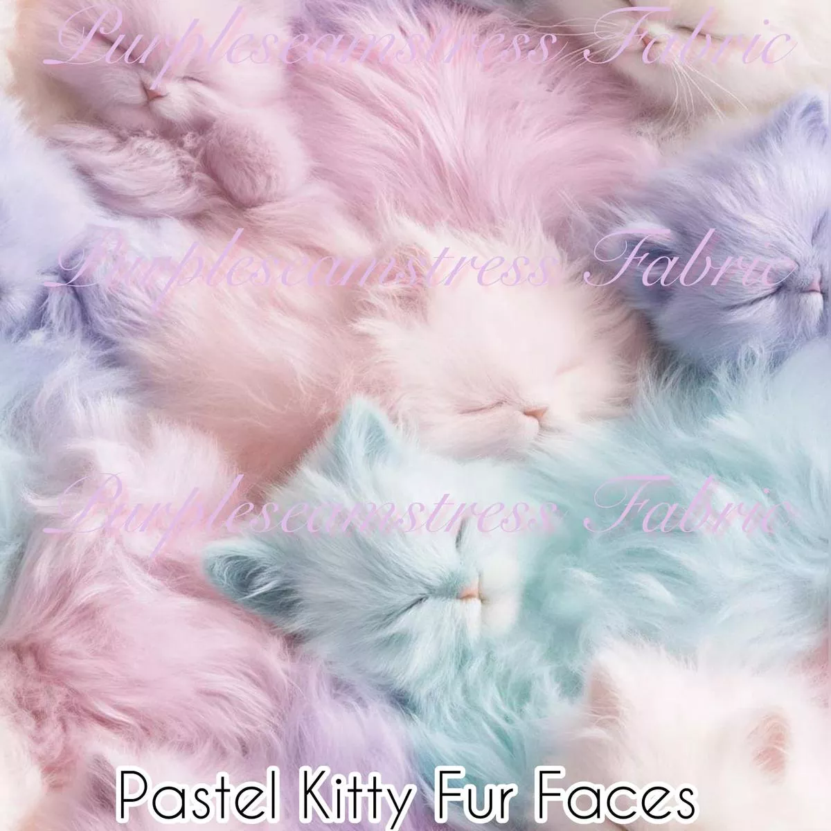 Pastel Kitty Fur FacesFabric