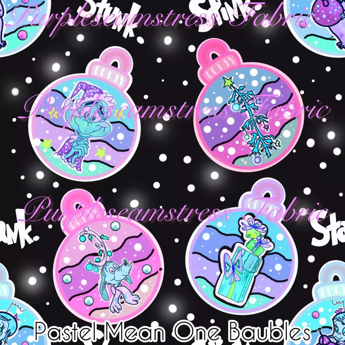 Pastel Mean One BaublesFabric