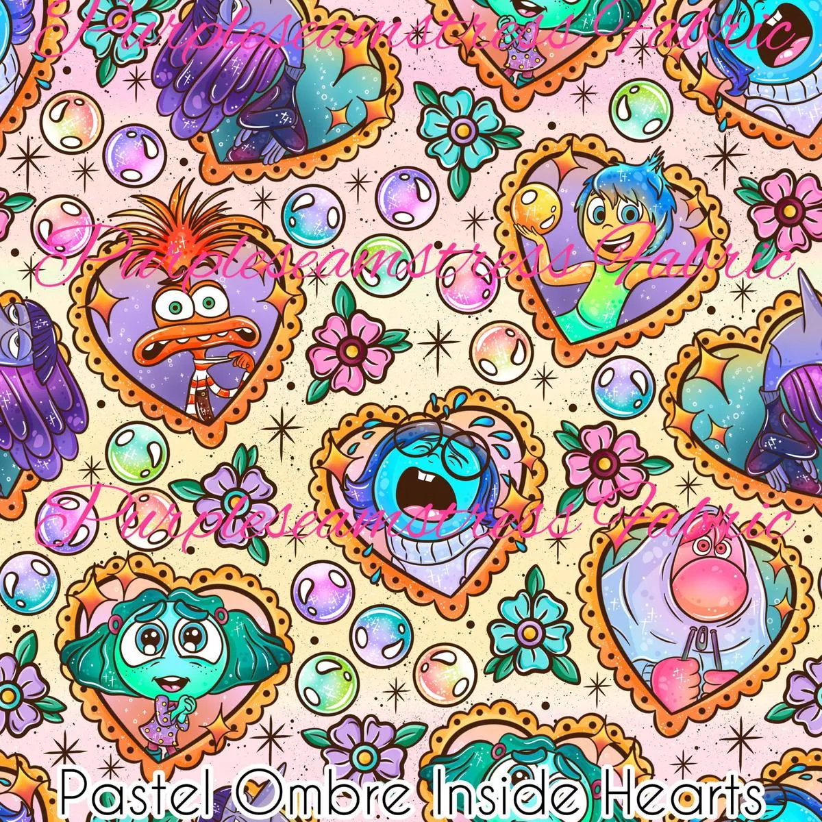 Pastel Ombre Inside HeartsFabri…