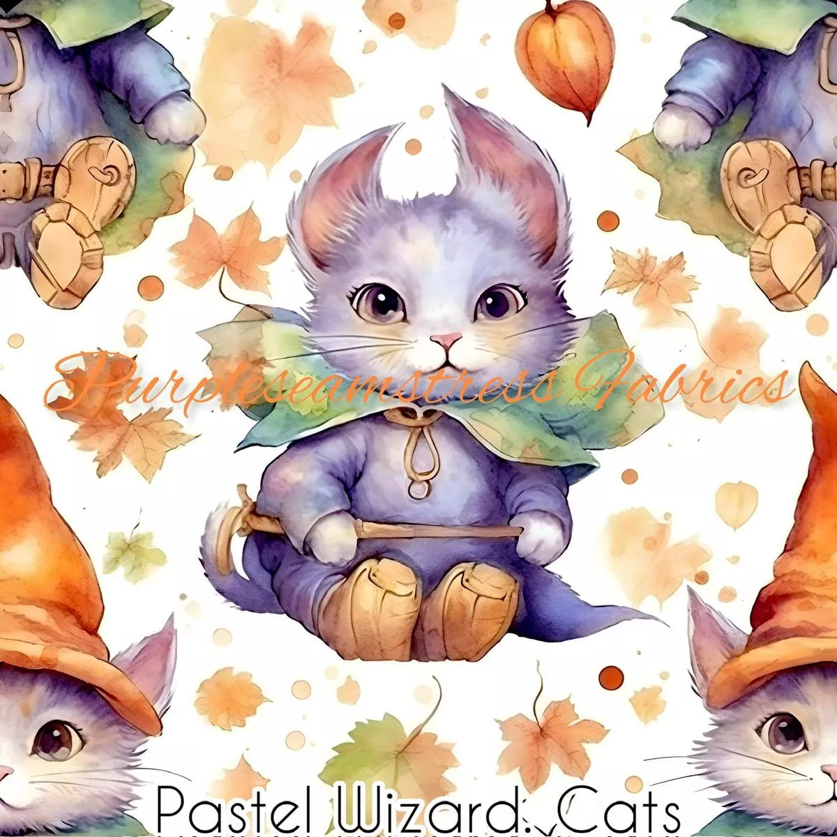 Pastel Wizard CatsFabric