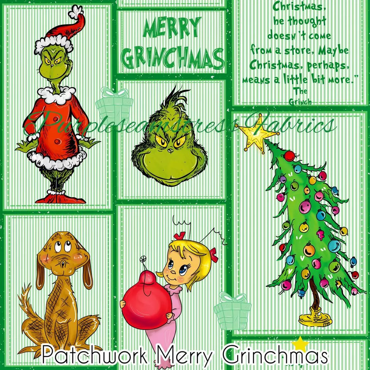Patchwork Merry GrinchmasFabric