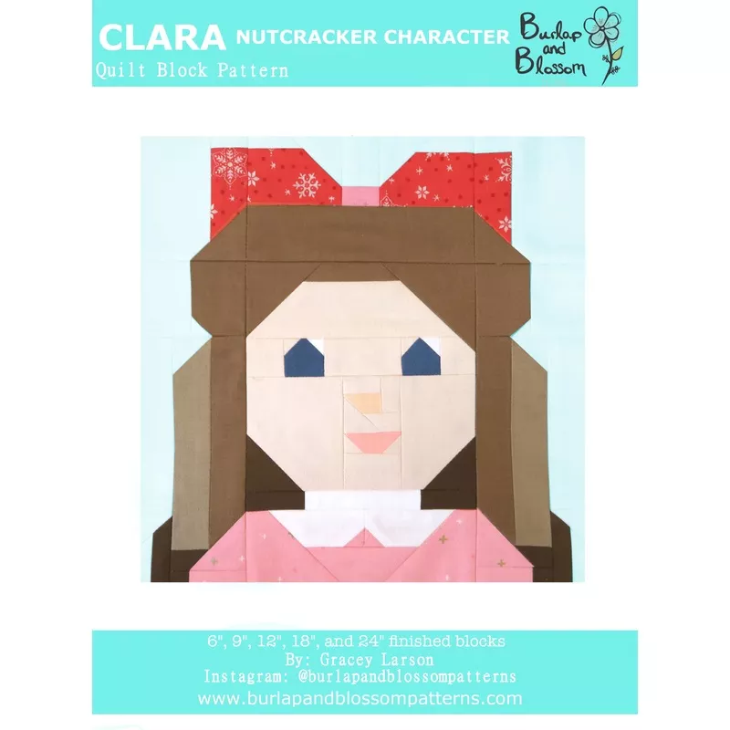 Pattern, Clara Nutcracker Christmas Block by Burlap and Blossom (digital download)