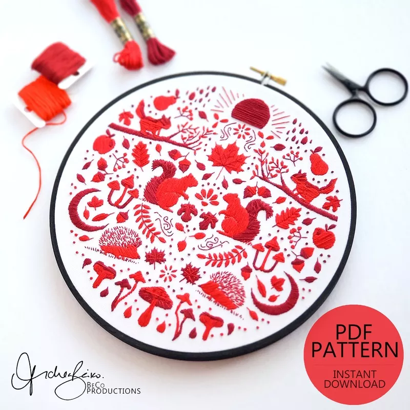 PDF PATTERN – Monochromatic Folk Art Series – September