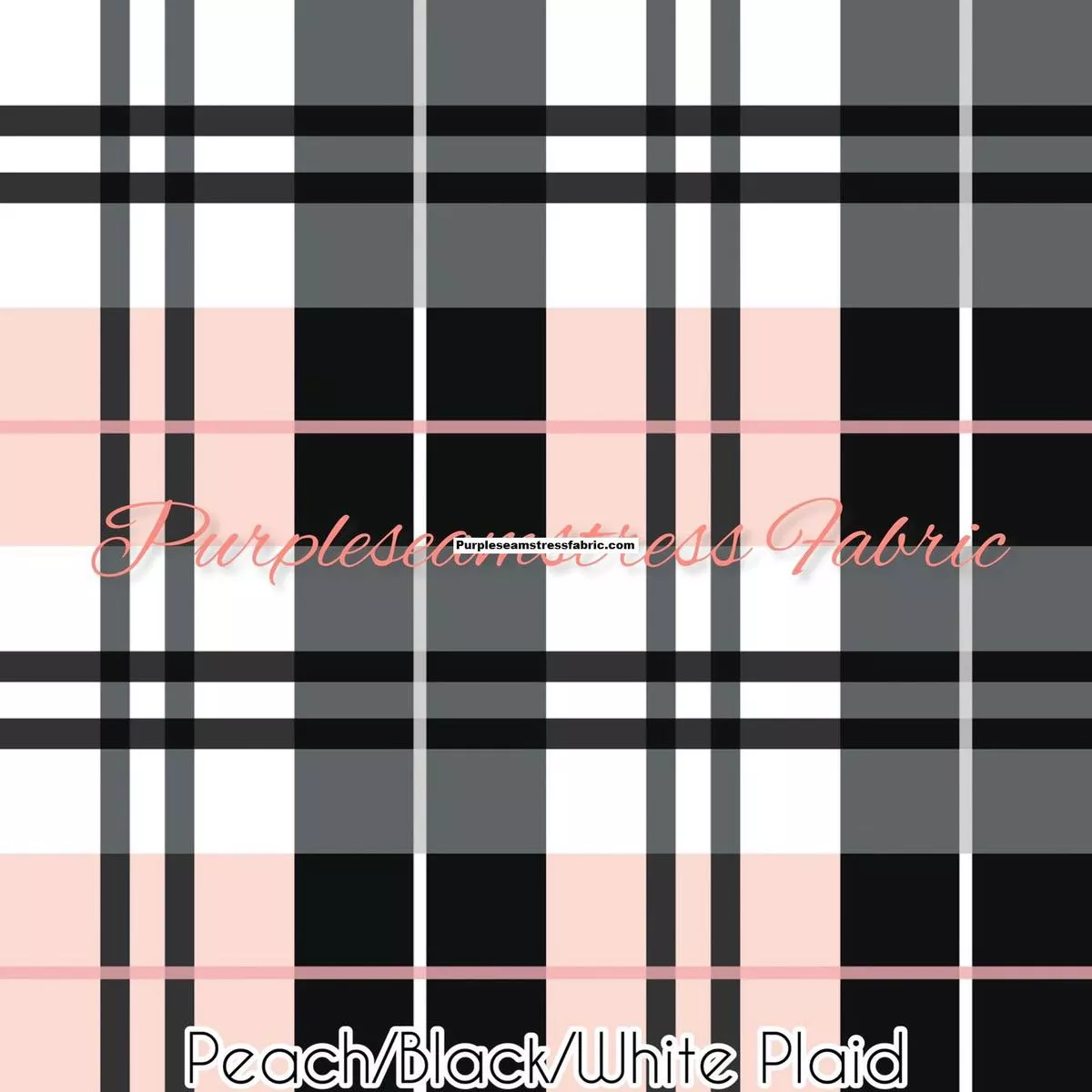 Peach, Black, White PlaidFabric