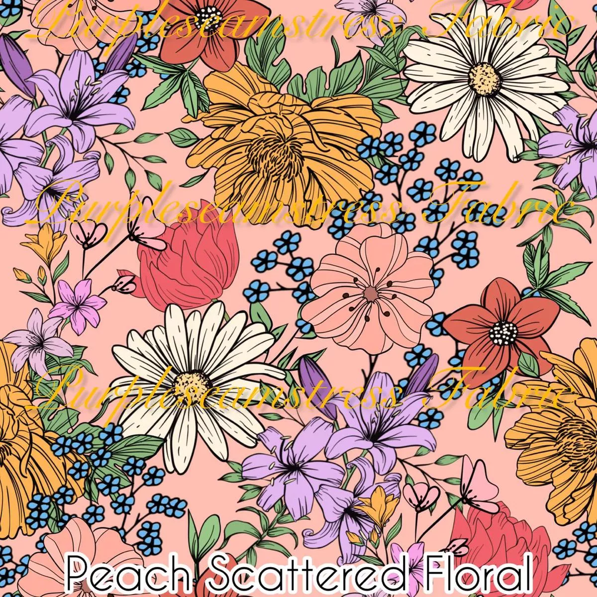 Peach Scattered FloralFabric
