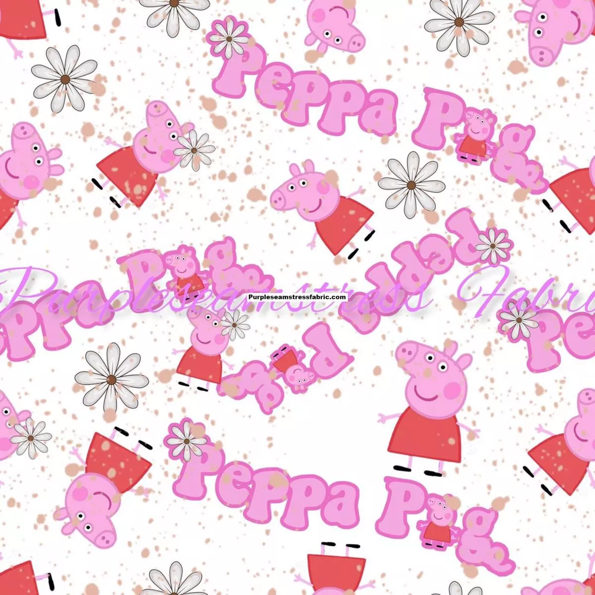 Peppa Pig On WhiteFabric