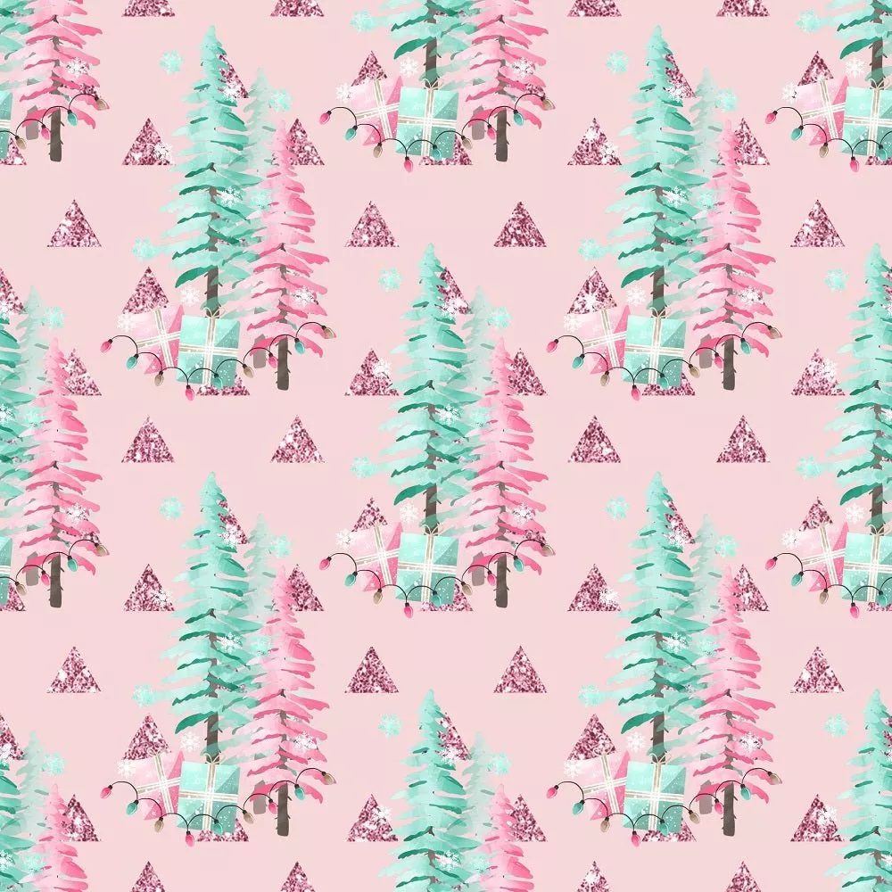 Peppermint Christmas Trees Fabric – Pink
