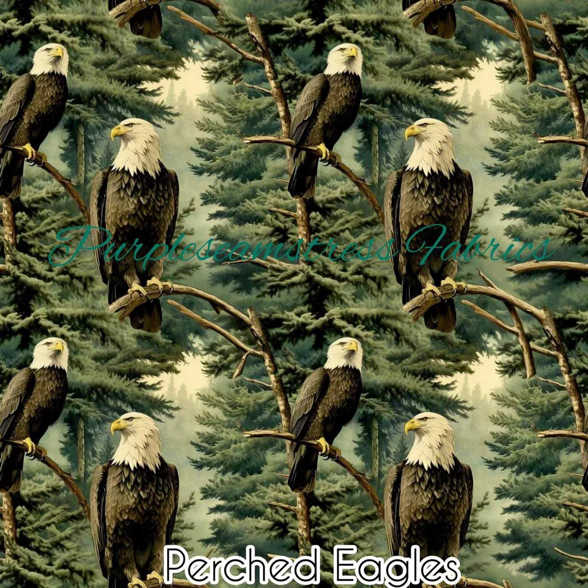 Perched EaglesFabric