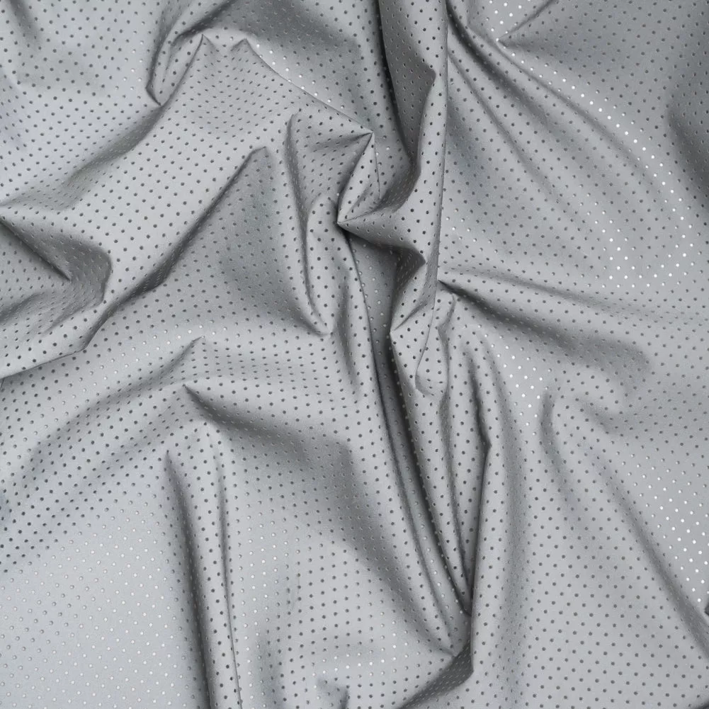 Perforated Reflective Fabric – Silver Gray