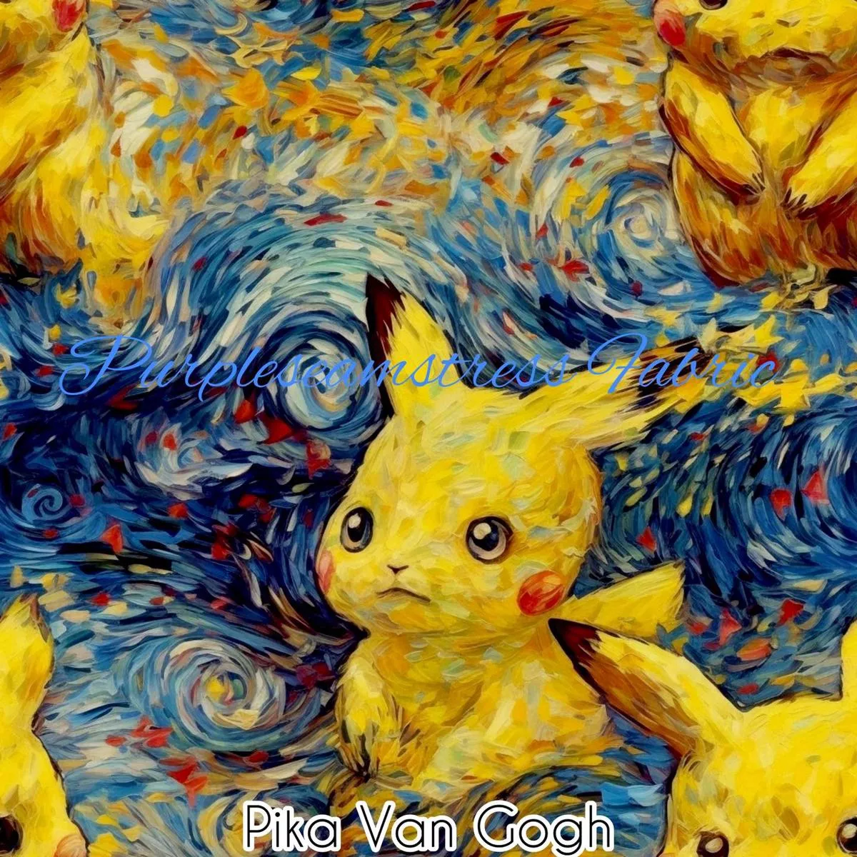 Pika Van GoghFabric