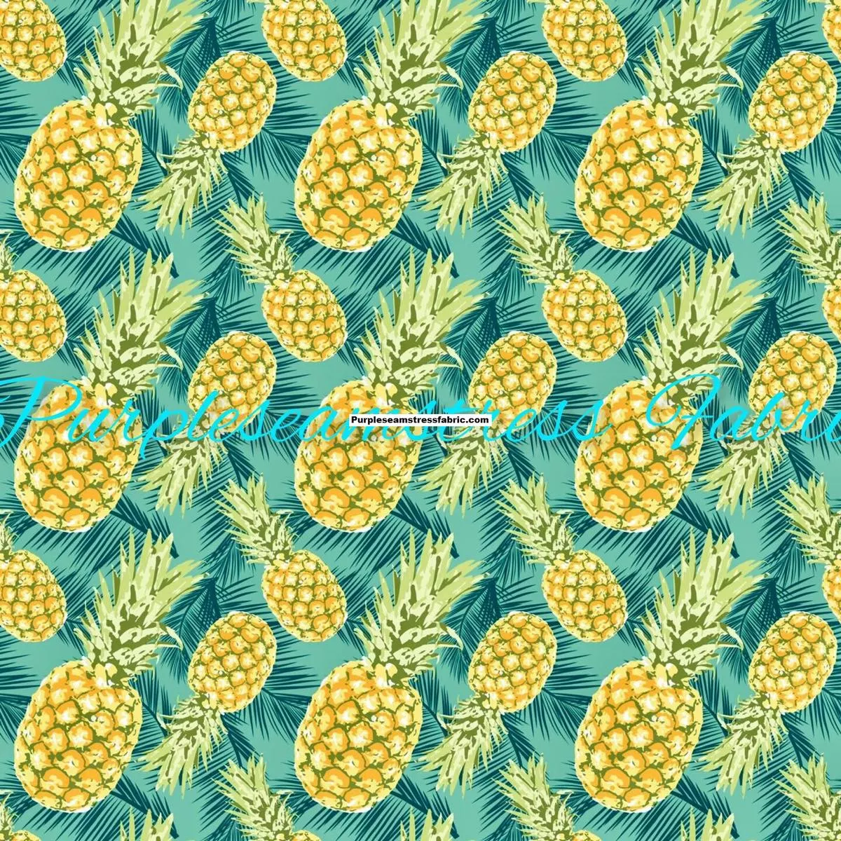 Pineapples On Dark MintFabric