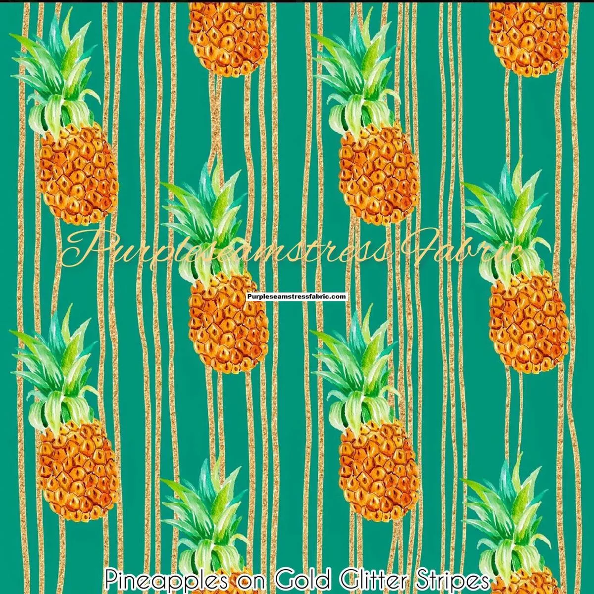 Pineapples On Gold Glitter Stripes …