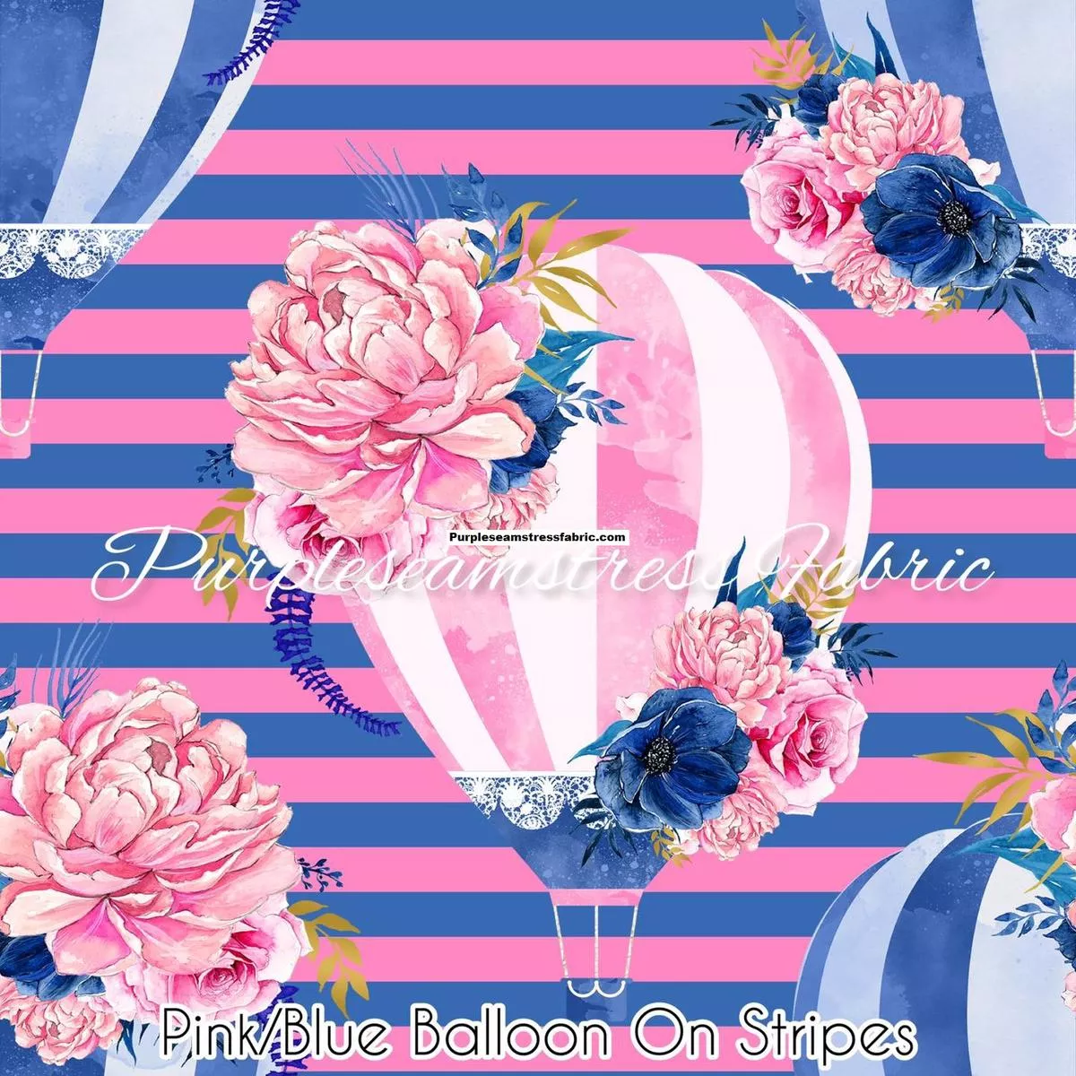 Pink/Blue Balloons On StripesFa…