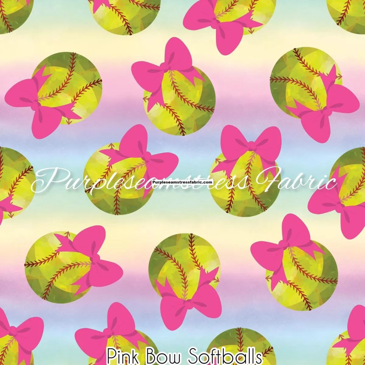 Pink Bow SoftballsFabric