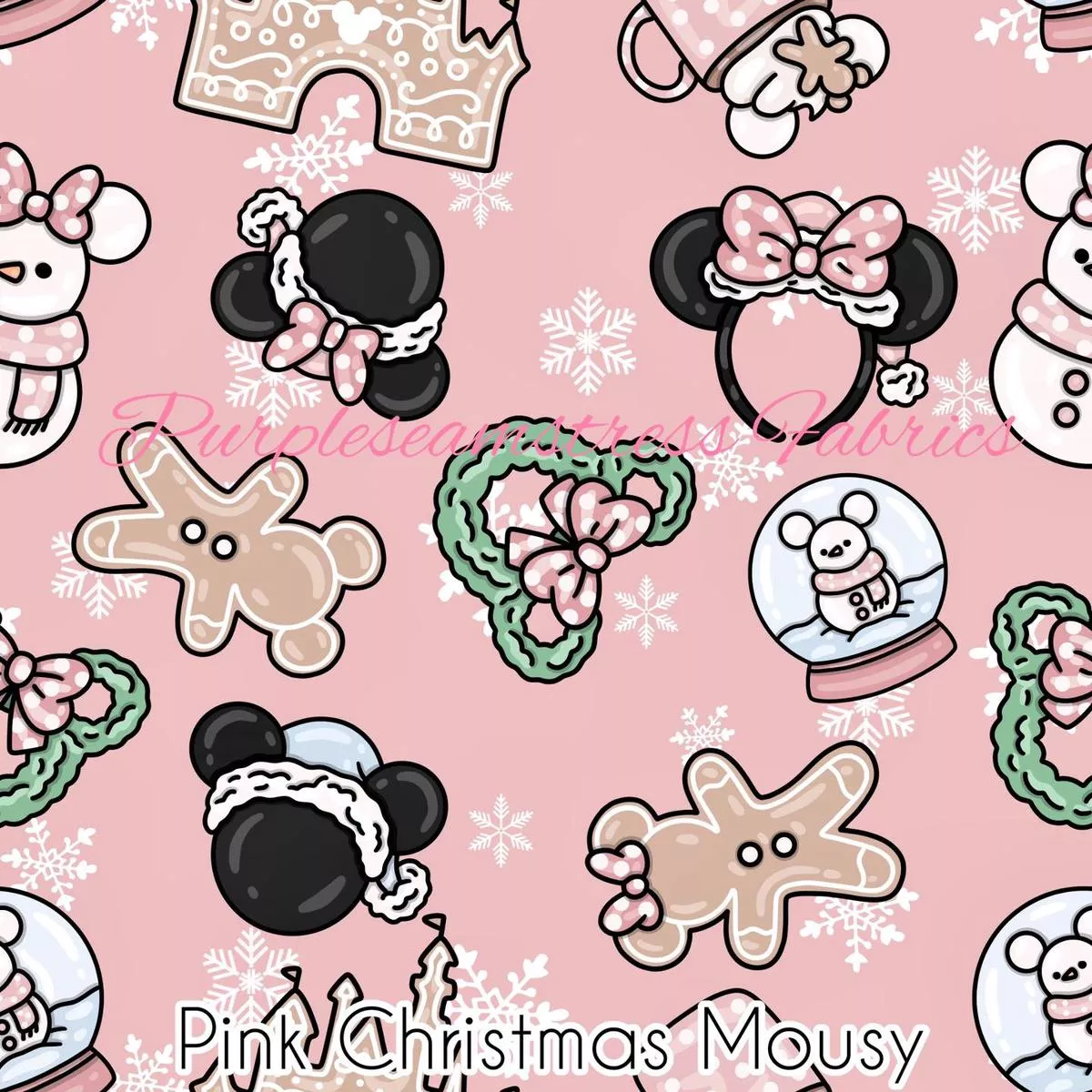 Pink Christmas MousyFabric