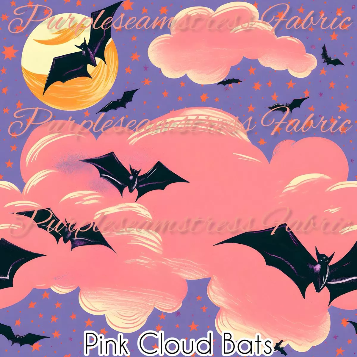 Pink Cloud BatsFabric