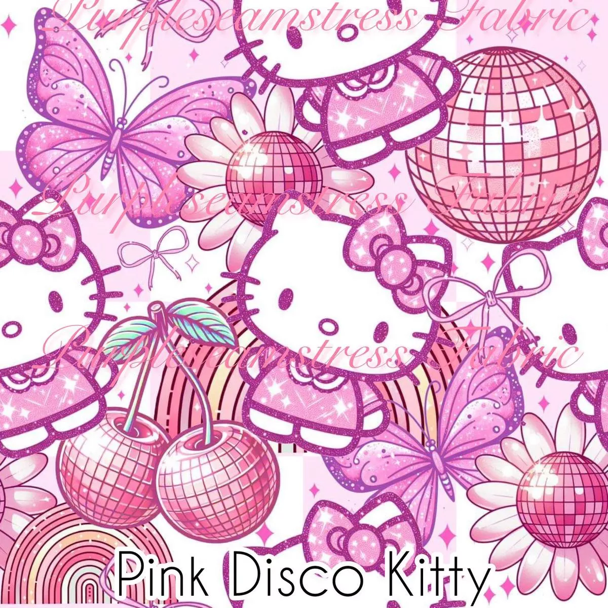 Pink Disco KittyFabric