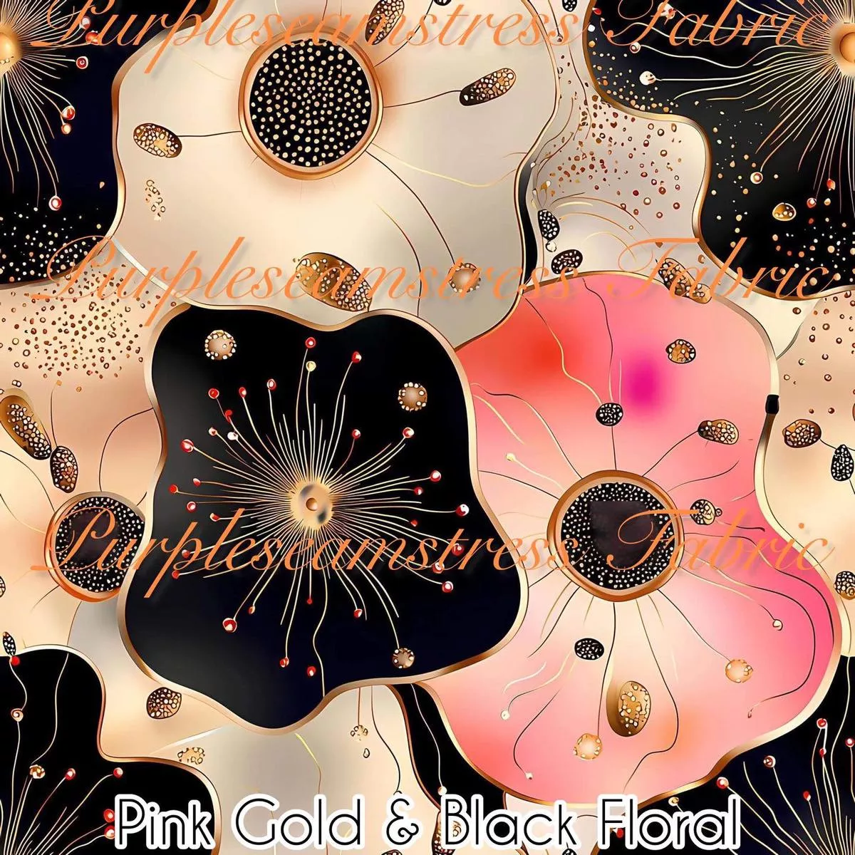 Pink Gold & Black FloralFa…