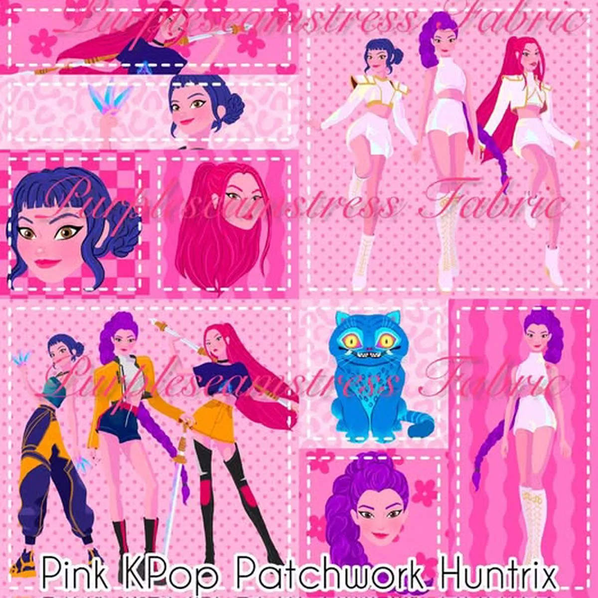 Pink Kpop Patchwork HuntrixFabr…