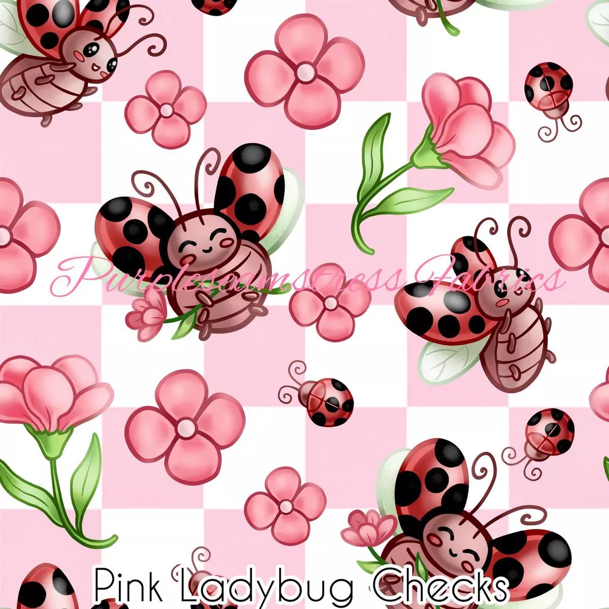 Pink Ladybug ChecksFabric