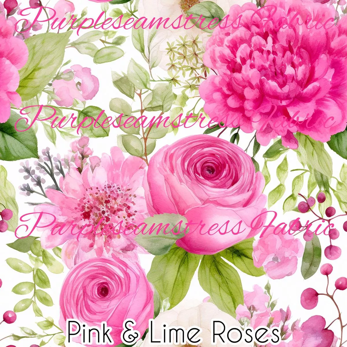 Pink & Lime RosesFabric