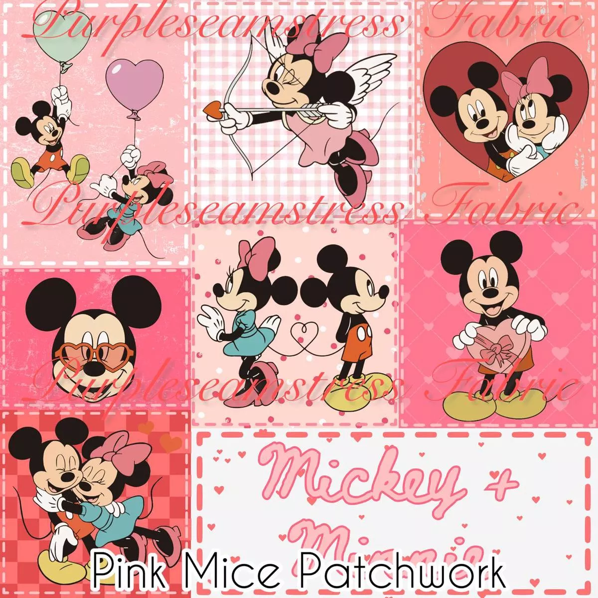 Pink Mice PatchworkFabric