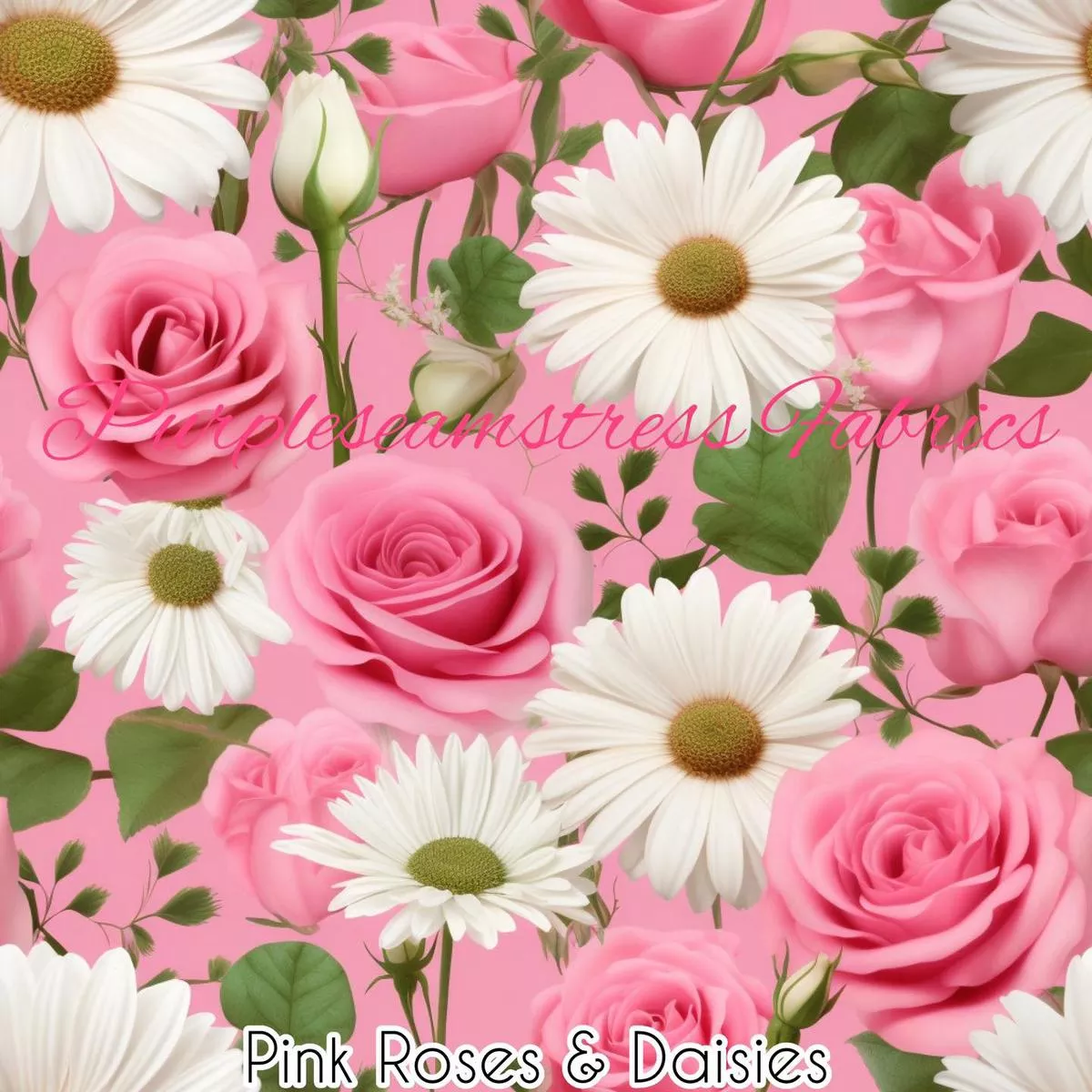 Pink Roses & DaisiesFabric