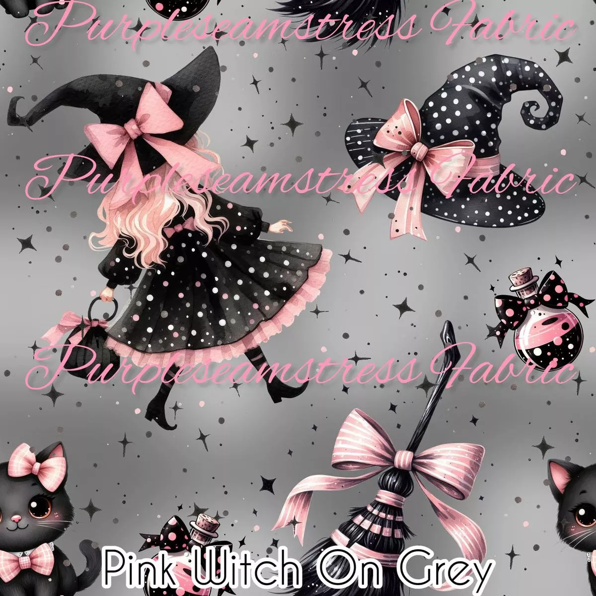 Pink Witch On GreyFabric