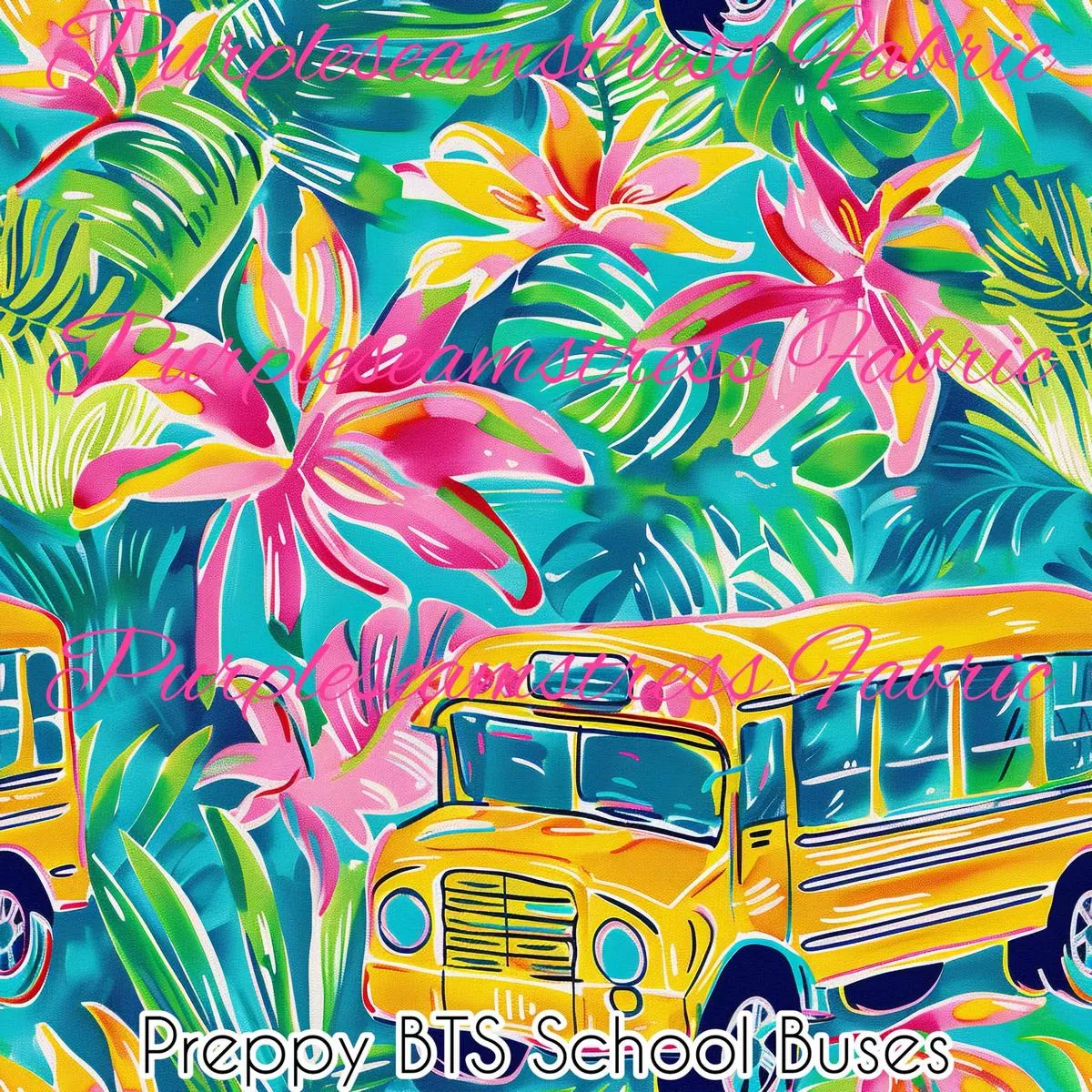Preppy BTS School BusesFabric