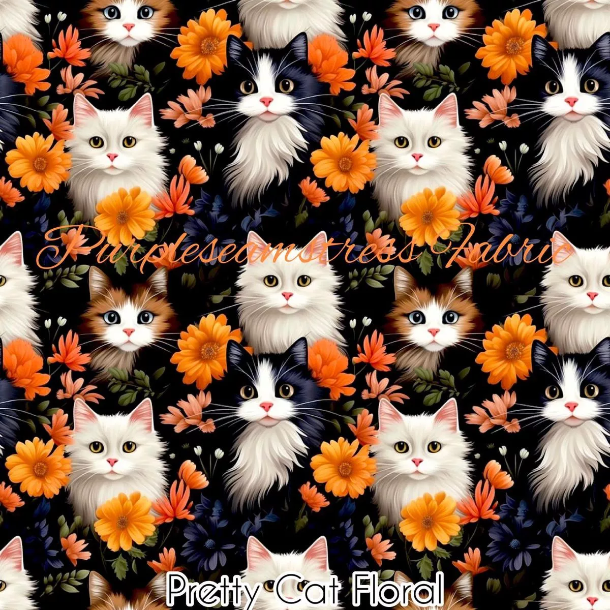 Pretty Cat FloralFabric