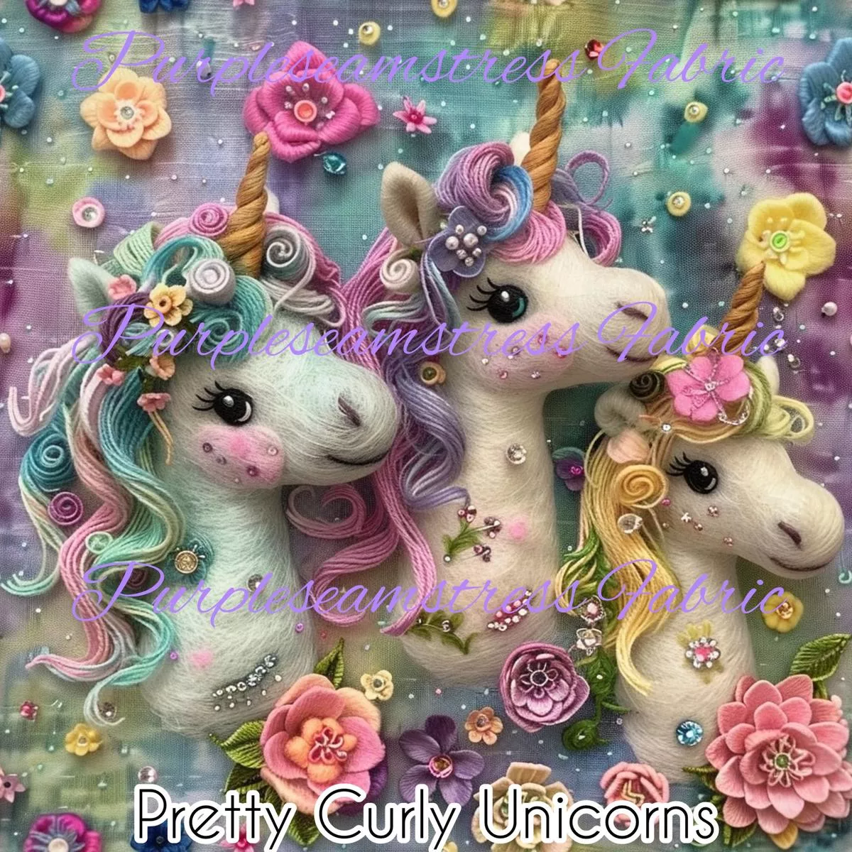 Pretty Curly UnicornsFabric