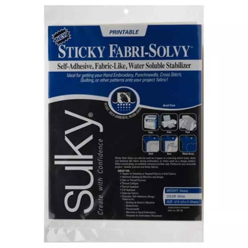 Printable Sticky Fabric Solvy 12ct