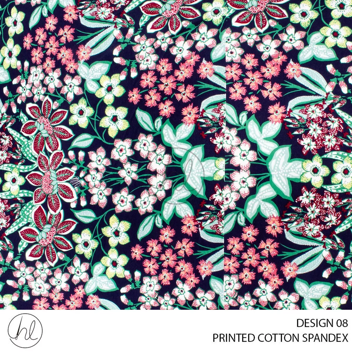 PRINTED COTTON SPANDEX 51 NAVY 150CM PER M
