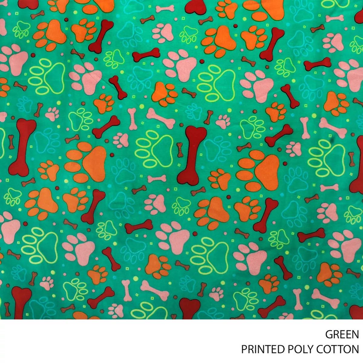 PRINTED POLY COTTON D#5 GREEN ROLL ROLL 001