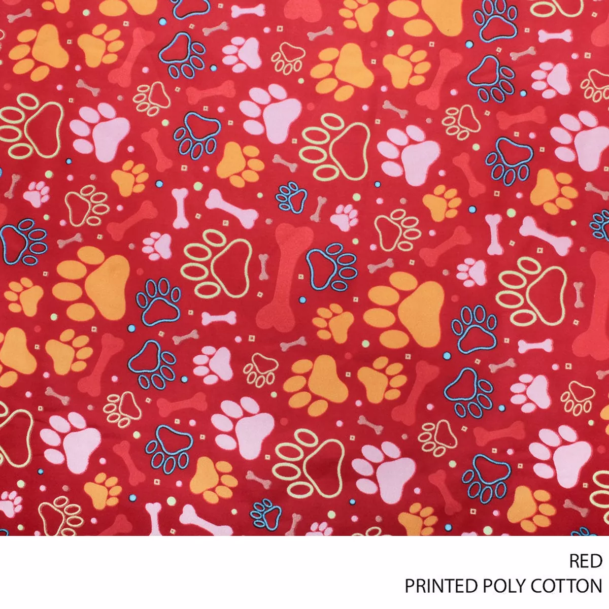 PRINTED POLY COTTON D#5 RED ROLL ROLL 001