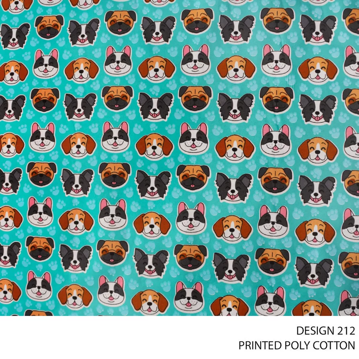 PRINTED POLY COTTON FABRIC 112CM AQUAMARINE ROLL ROLL 001