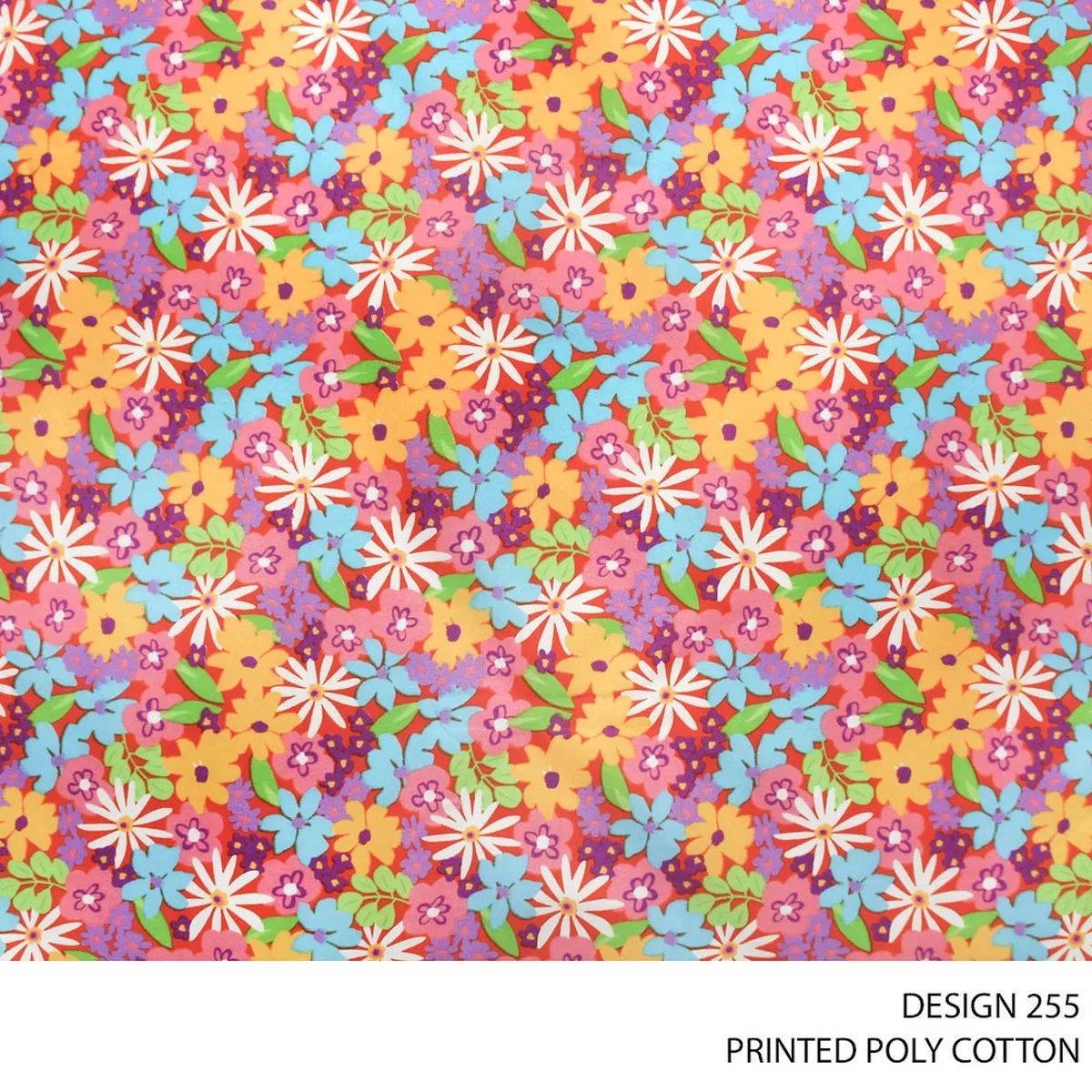 PRINTED POLY COTTON FABRIC 112CM D/ORANGE ROLL ROLL 001
