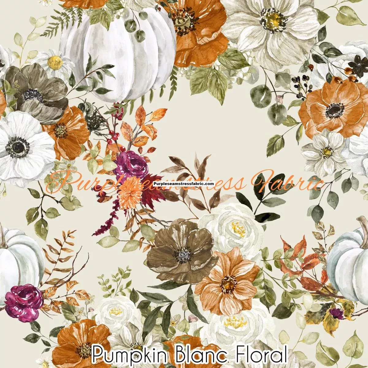 Pumpkin Blanc FloralFabric