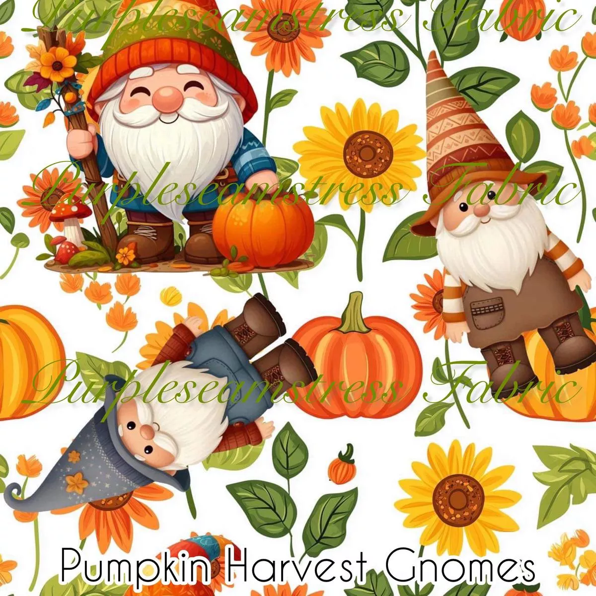Pumpkin Harvest GnomesFabric