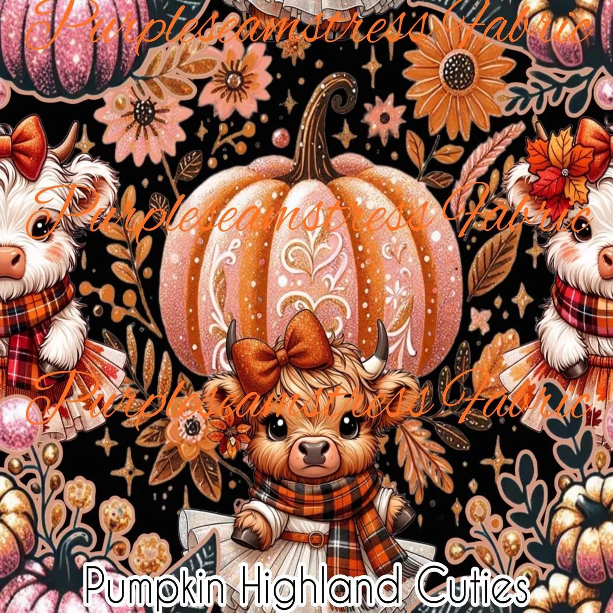 Pumpkin Highland CutiesFabric